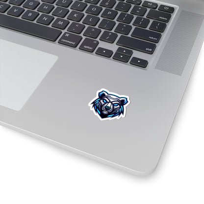 Cyber Ice Bear Kiss-Cut Sticker — Blue Neo Mascot Laptop Decal