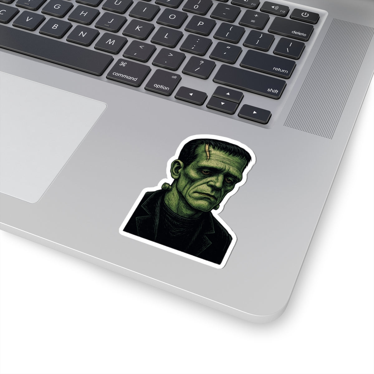 Frankenstein Monster Kiss-Cut Sticker — Retro Green Gothic Horror Decal