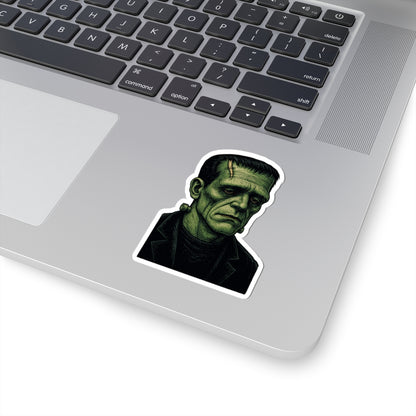 Frankenstein Monster Kiss-Cut Sticker — Retro Green Gothic Horror Decal