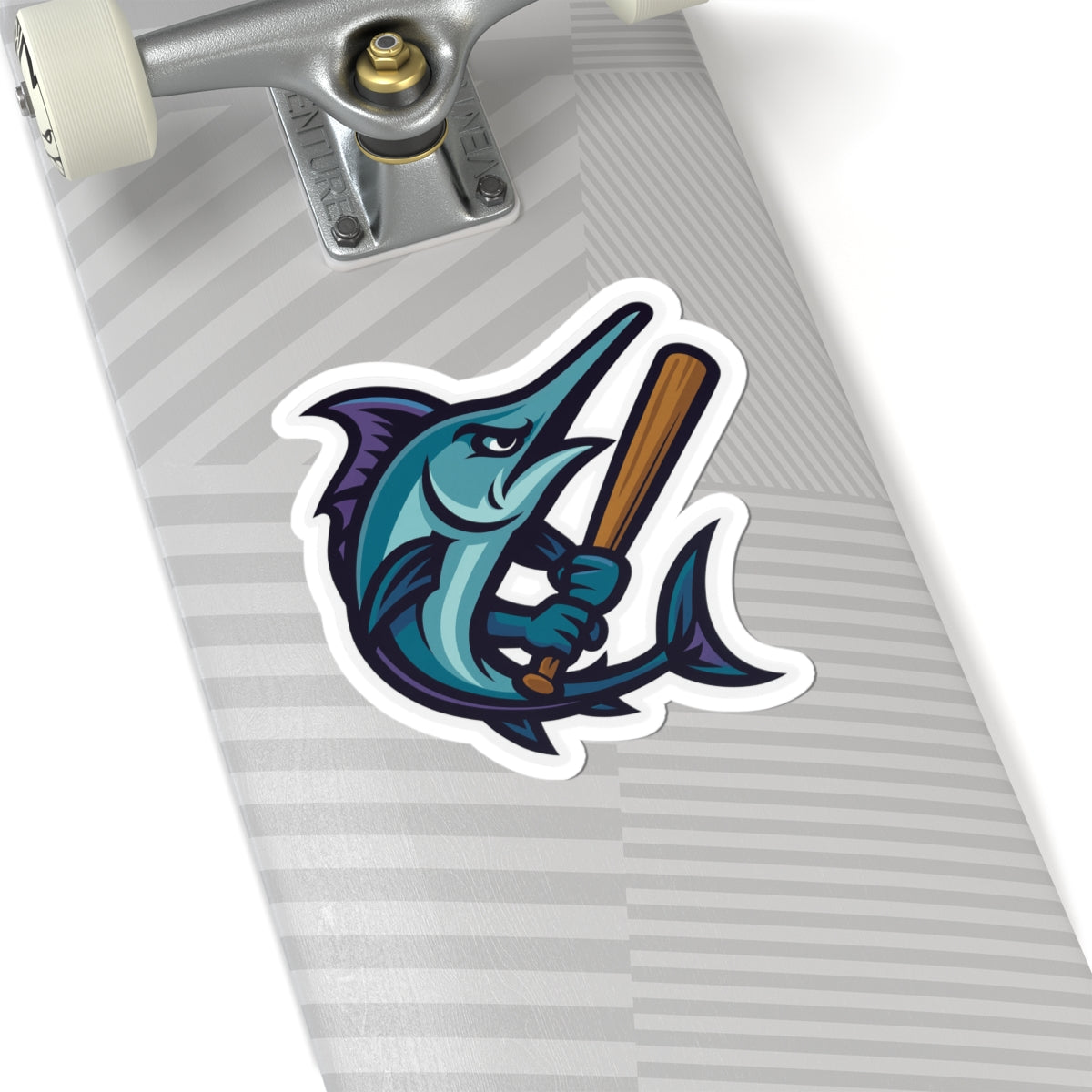 Marlin Baseball Sticker — Fierce Fish Mascot Kiss-Cut Sticker