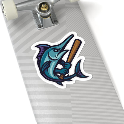 Marlin Baseball Sticker — Fierce Fish Mascot Kiss-Cut Sticker