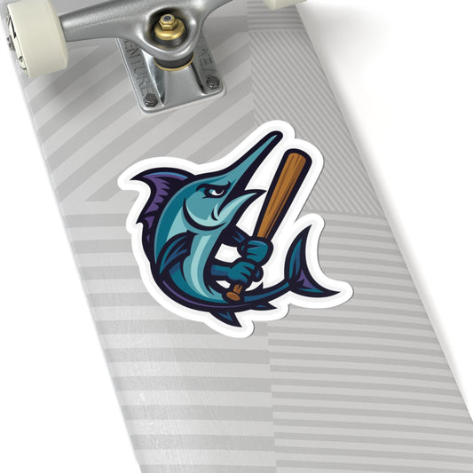 Marlin Baseball Sticker — Fierce Fish Mascot Kiss-Cut Sticker