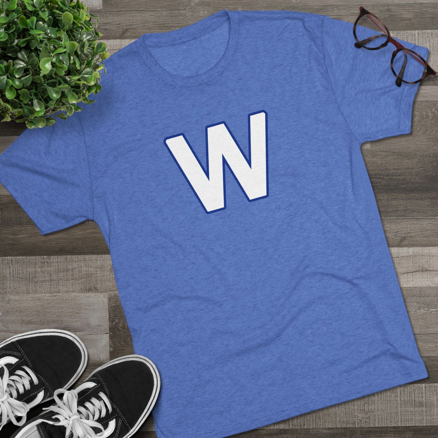 W for a Cubs Win Minimal Monogram Victory T-Shirt
