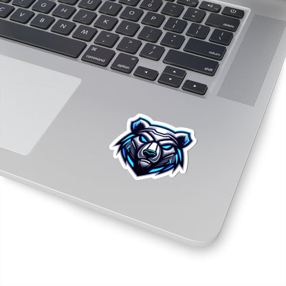 Cyber Ice Bear Kiss-Cut Sticker — Blue Neo Mascot Laptop Decal