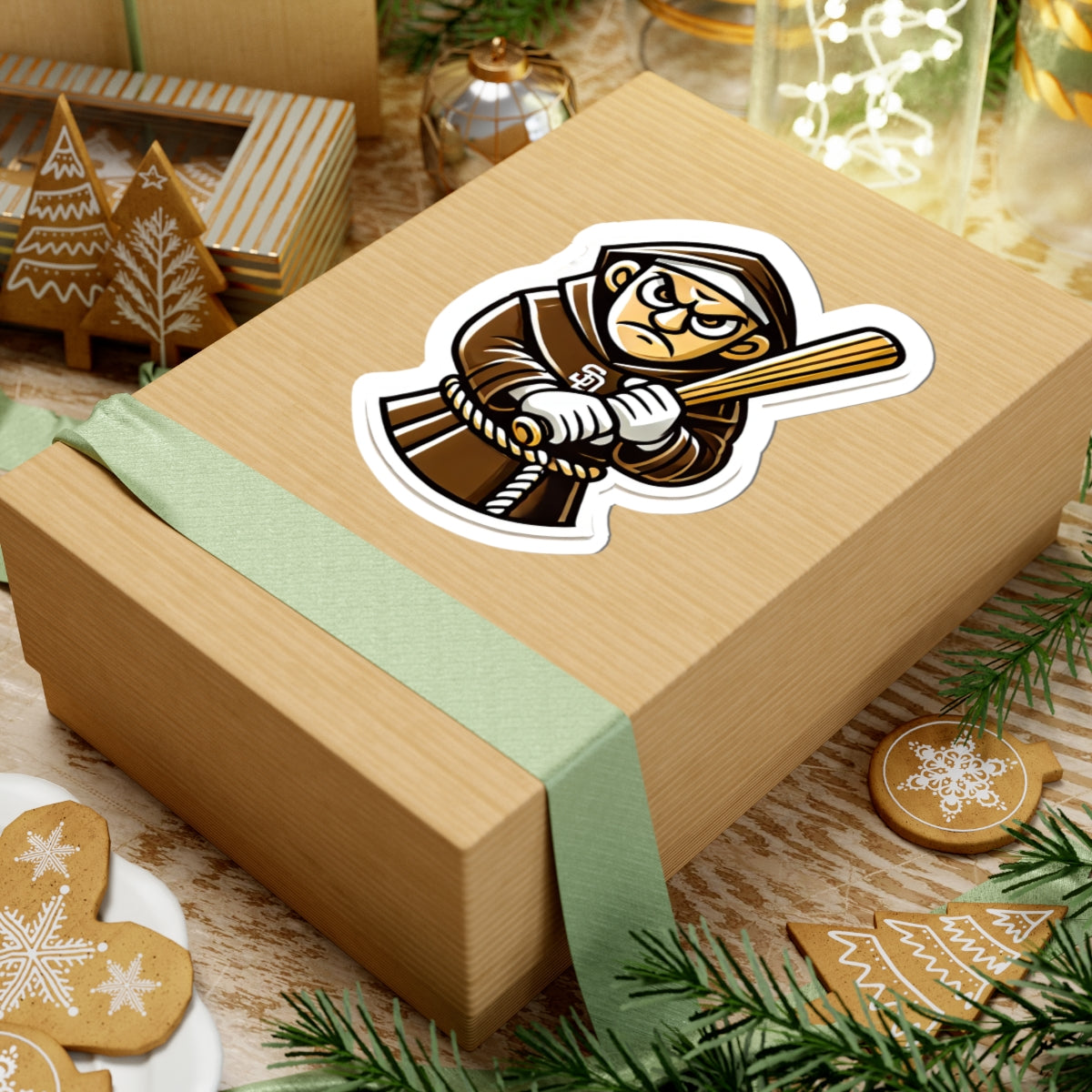Angry Padre Baseball Friar Kiss-Cut Vinyl Sticker | Bold Mascot Decal