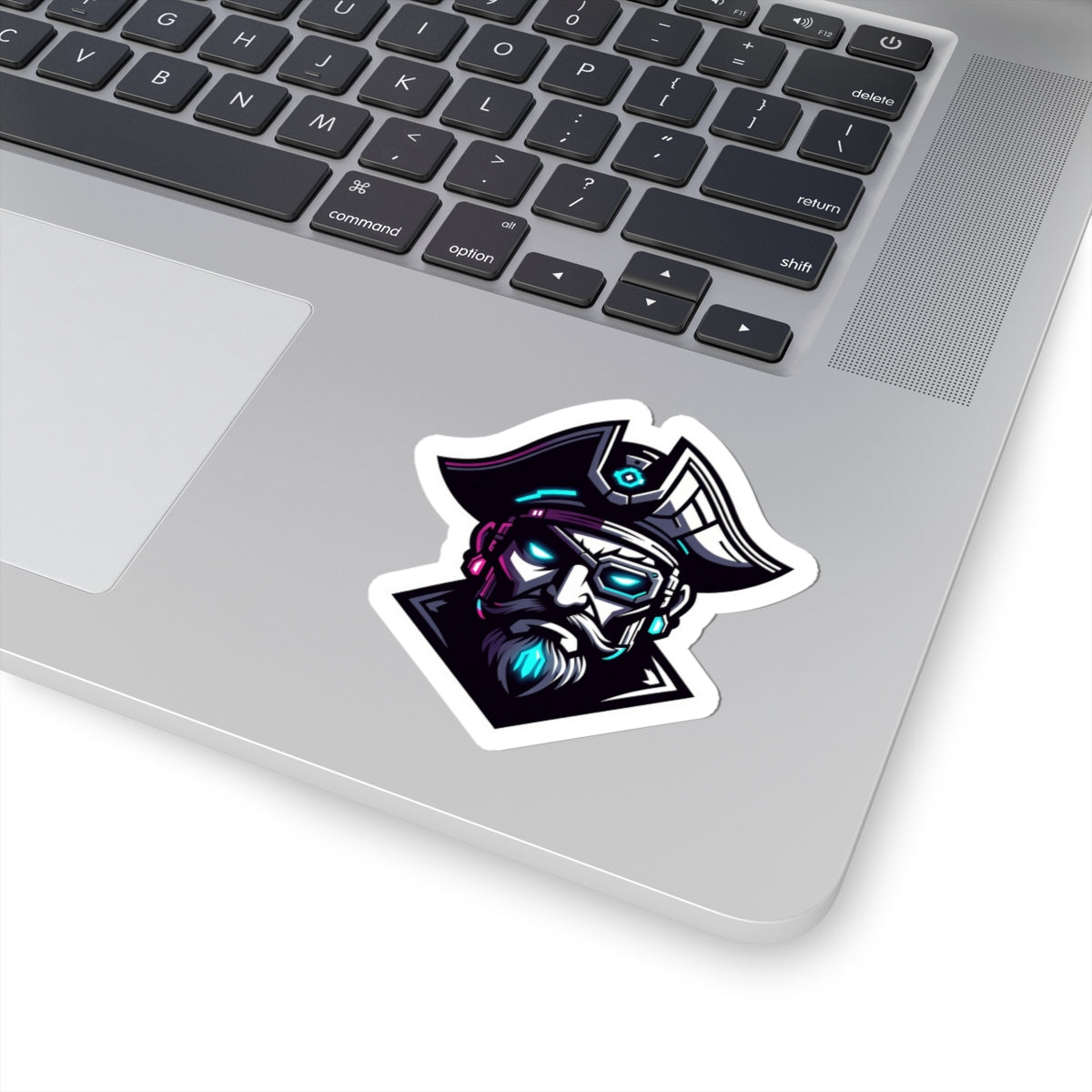 Cyber Pirate Mascot Logo Sticker — Futuristic Pirate Sticker for Laptops, Consoles & Gear