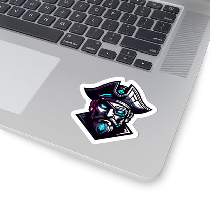 Cyber Pirate Mascot Logo Sticker — Futuristic Pirate Sticker for Laptops, Consoles & Gear