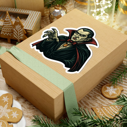 Vampire Dracula Kiss-Cut Sticker — Retro Horror Vampire Decal for Laptops & Halloween