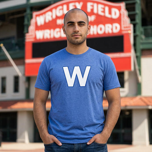 W for a Cubs Win Minimal Monogram Victory T-Shirt