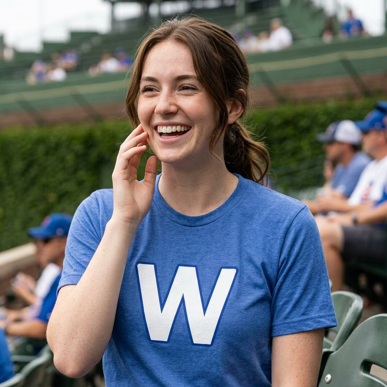 W for a Cubs Win Minimal Monogram Victory T-Shirt