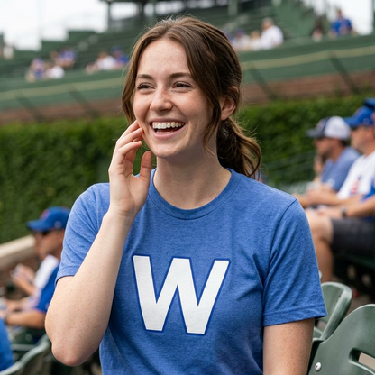W for a Cubs Win Minimal Monogram Victory T-Shirt