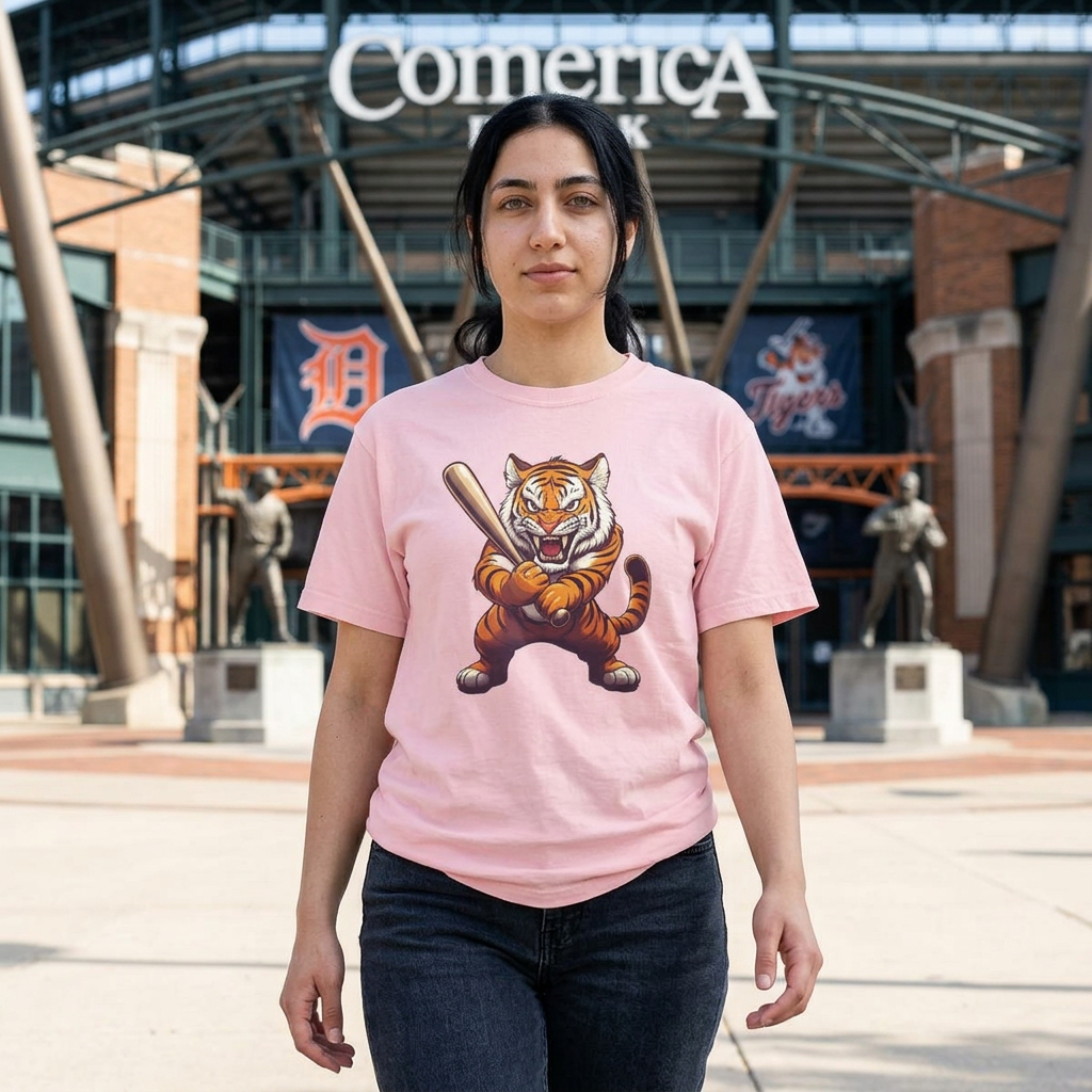 Tiger with Baseball Bat T-Shirt — Fierce Sports Mascot Graphic Tee