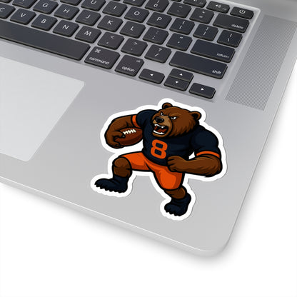 Charging Bear Football Mascot Kiss-Cut Vinyl Sticker | Bold Game-Day Decal