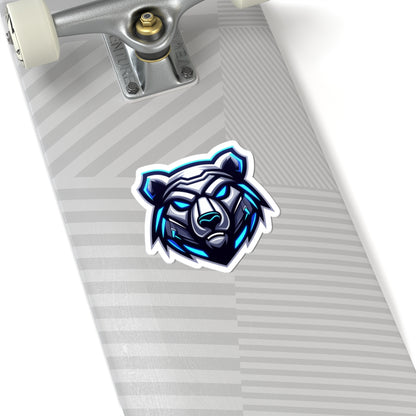 Cyber Ice Bear Kiss-Cut Sticker — Blue Neo Mascot Laptop Decal