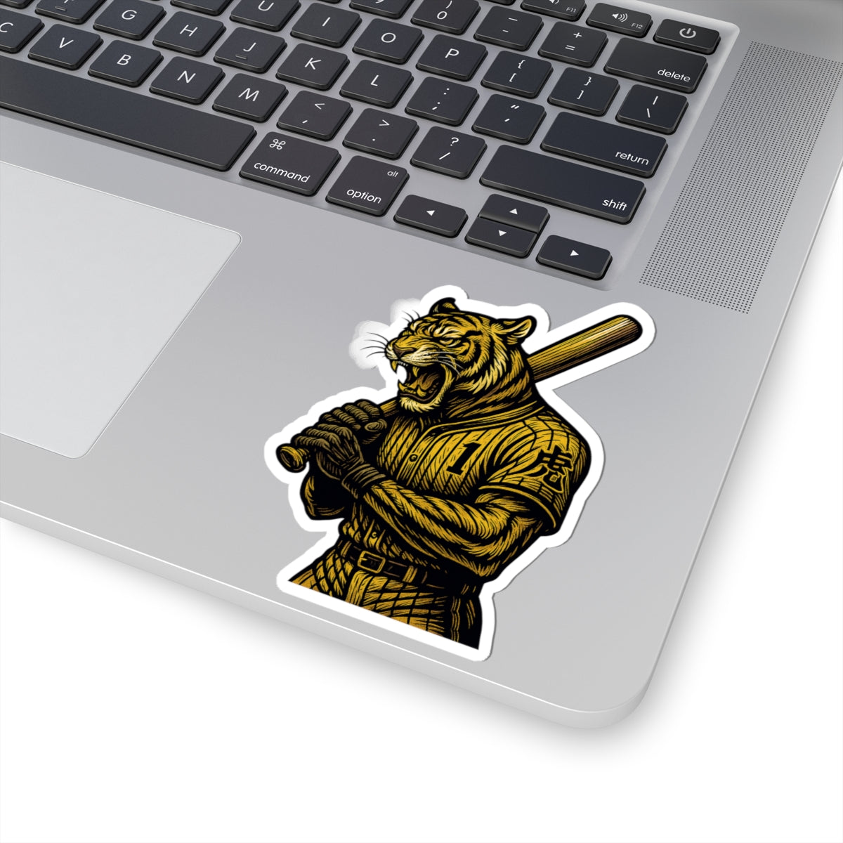 Japanese Tiger Baseball Mascot Sticker - Fierce Athletic Design