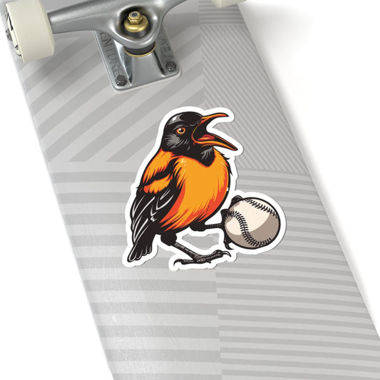Baltimore Oriole Baseball Sticker — Kiss-Cut Vinyl Decal for Laptops & Water Bottles