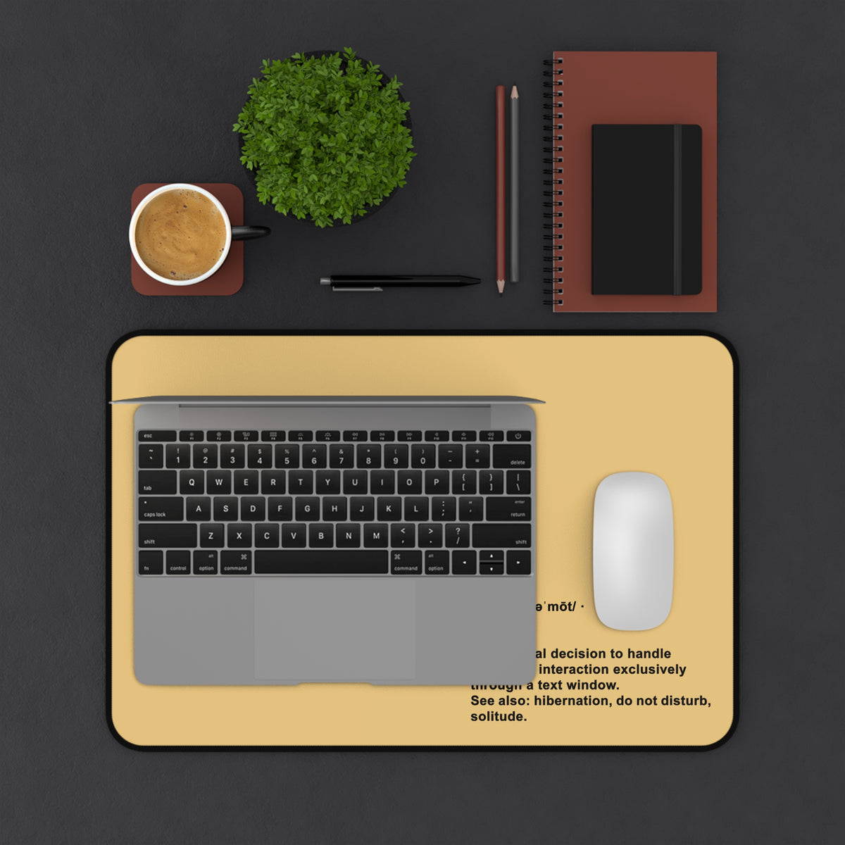 Desk Mat — "Remote" Definition Desk Mat (Minimalist Neutral Office Mouse Pad)