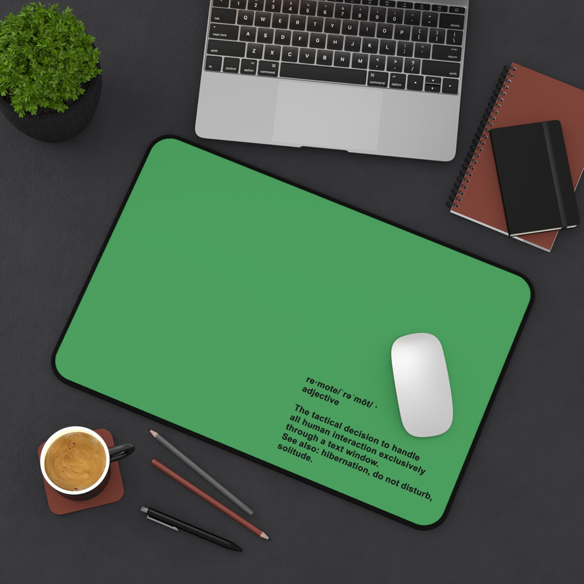 Desk Mat — 'Remote' Definition Minimalist Green Gaming/Office Desk Mat