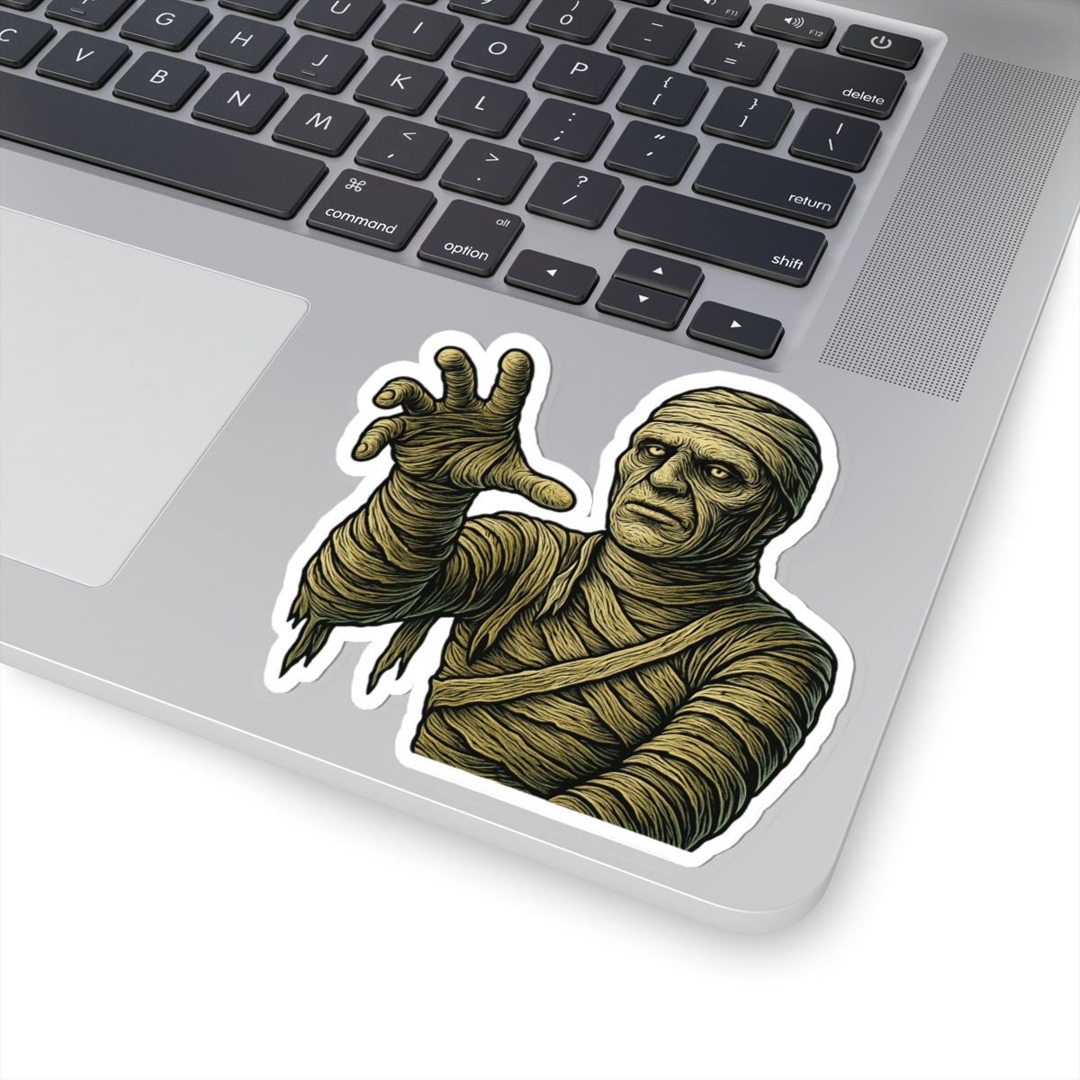 Mummy Horror Kiss-Cut Sticker – Vintage Monster Decal for Halloween Laptops & Scrapbooks
