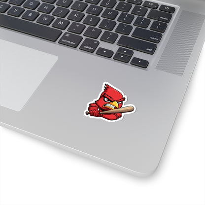 Angry Cardinals Baseball Mascot Sticker — Kiss-Cut Team Mascot Decal for Laptops, Water Bottles & Gear
