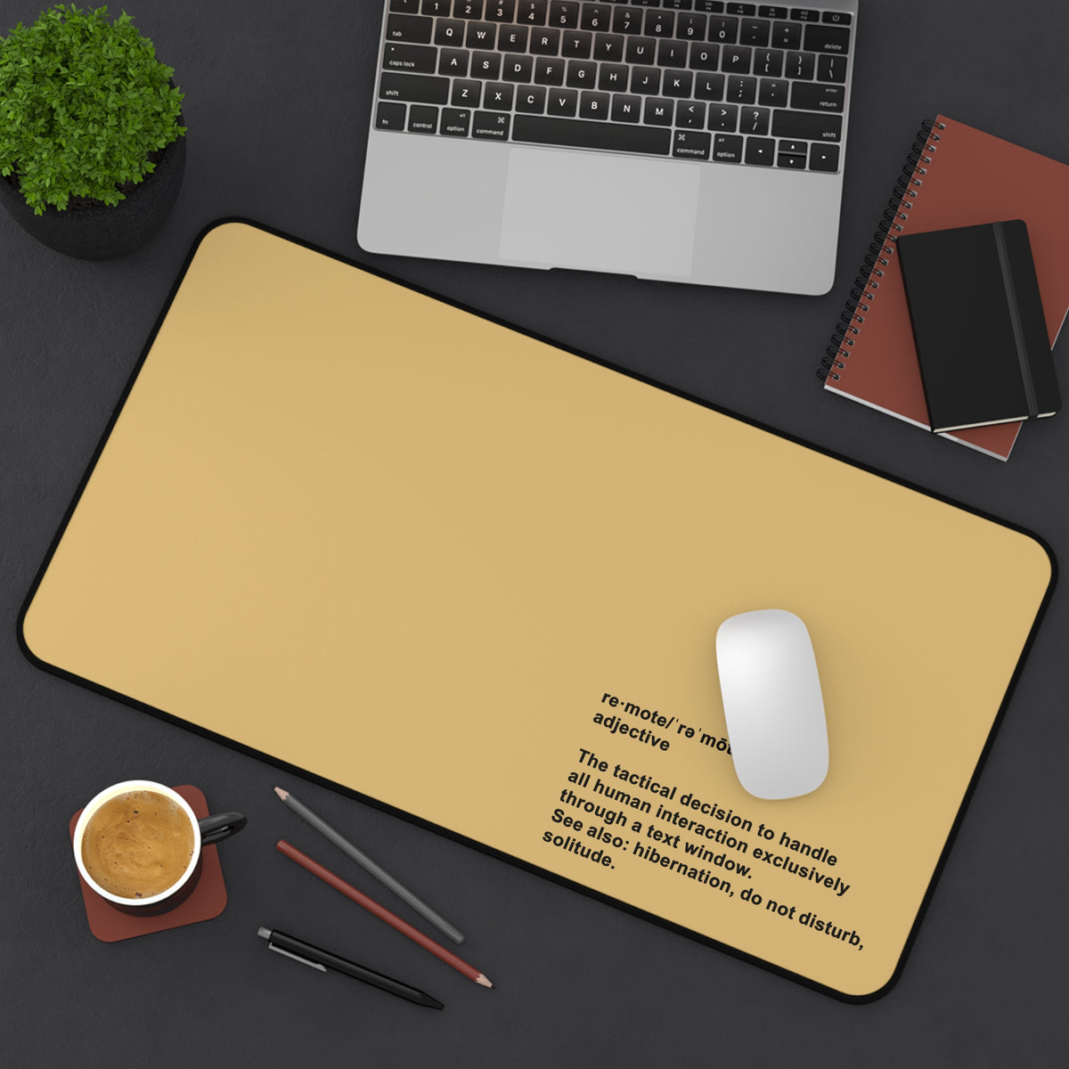 Desk Mat — "Remote" Definition Desk Mat (Minimalist Neutral Office Mouse Pad)