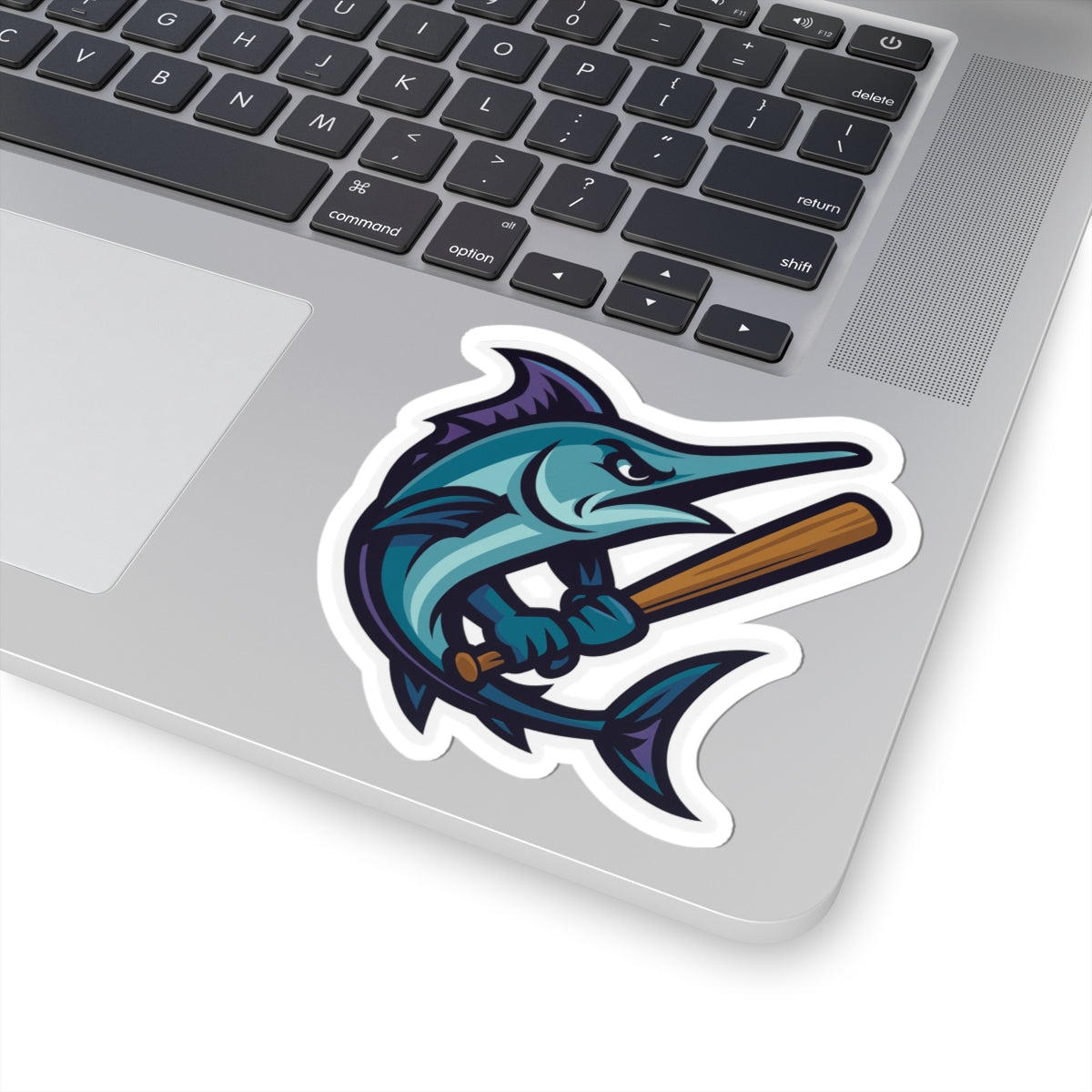 Marlin Baseball Sticker — Fierce Fish Mascot Kiss-Cut Sticker
