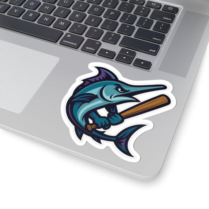 Marlin Baseball Sticker — Fierce Fish Mascot Kiss-Cut Sticker