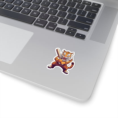 Angry Tigers Baseball Mascot Sticker — Fierce Mascot Kiss-Cut Vinyl Sticker