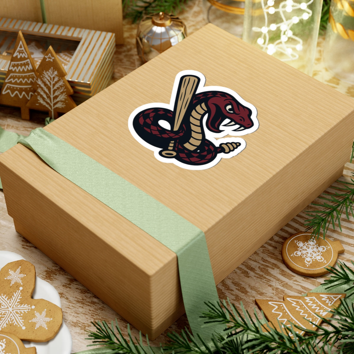 Rattlesnake Baseball Mascot Sticker - Retro Snake Batter