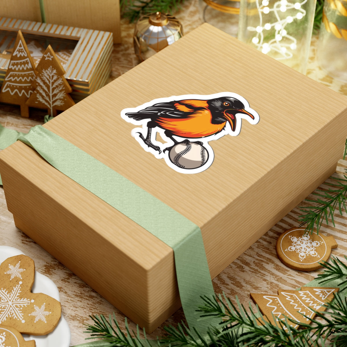 Baltimore Oriole Baseball Sticker — Kiss-Cut Vinyl Decal for Laptops & Water Bottles