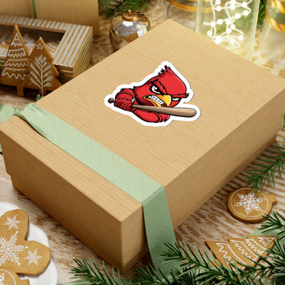 Angry Cardinals Baseball Mascot Sticker — Kiss-Cut Team Mascot Decal for Laptops, Water Bottles & Gear