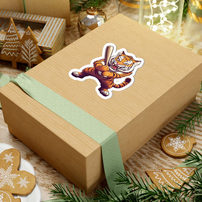 Angry Tigers Baseball Mascot Sticker — Fierce Mascot Kiss-Cut Vinyl Sticker
