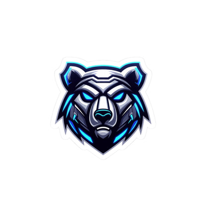 Cyber Ice Bear Kiss-Cut Sticker — Blue Neo Mascot Laptop Decal
