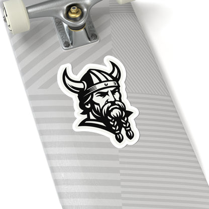 Vintage Viking Mascot Logo Kiss-Cut Sticker — Norse Warrior Decal for Laptops & Gear