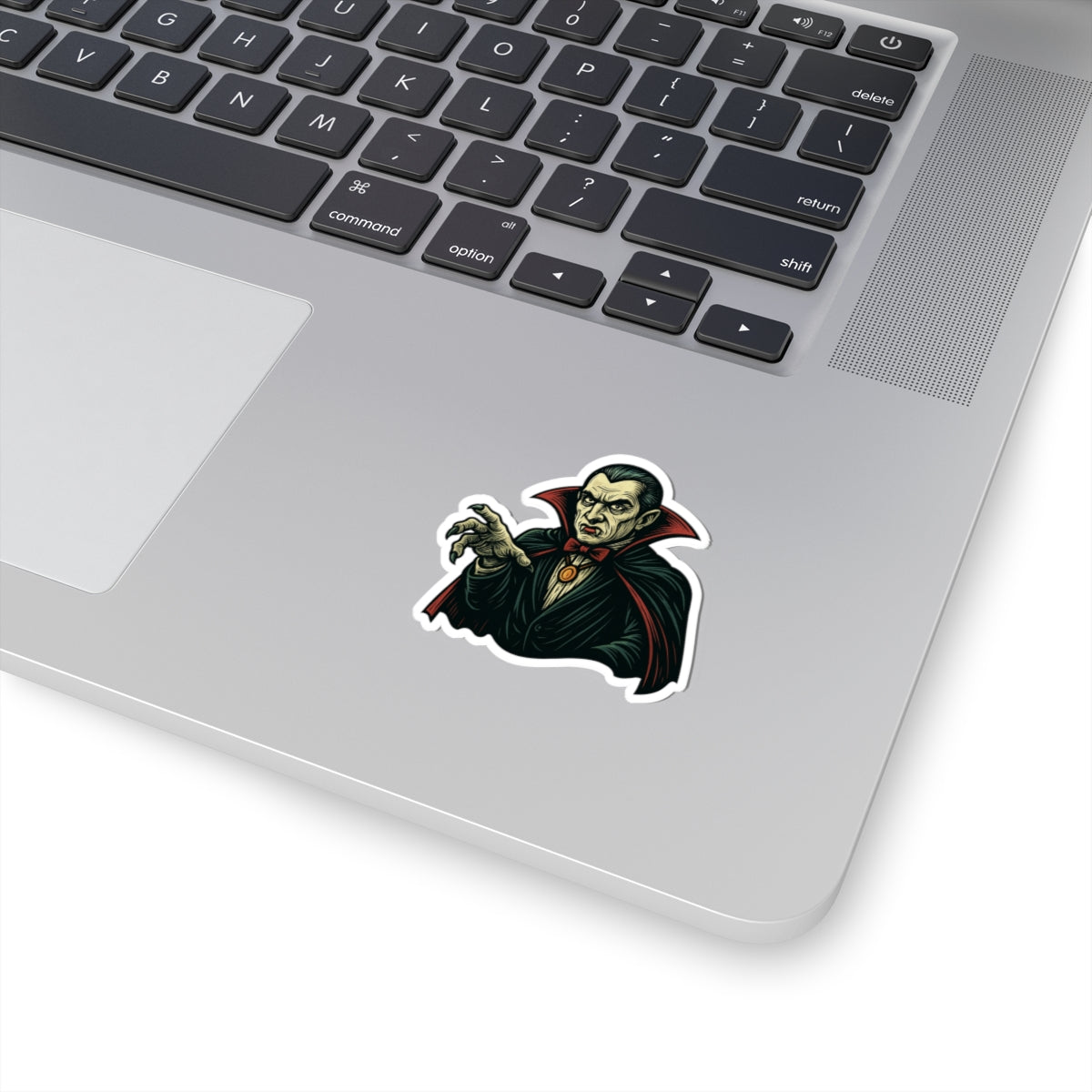Vampire Dracula Kiss-Cut Sticker — Retro Horror Vampire Decal for Laptops & Halloween