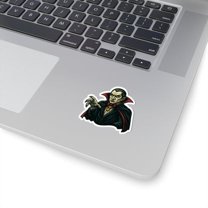 Vampire Dracula Kiss-Cut Sticker — Retro Horror Vampire Decal for Laptops & Halloween
