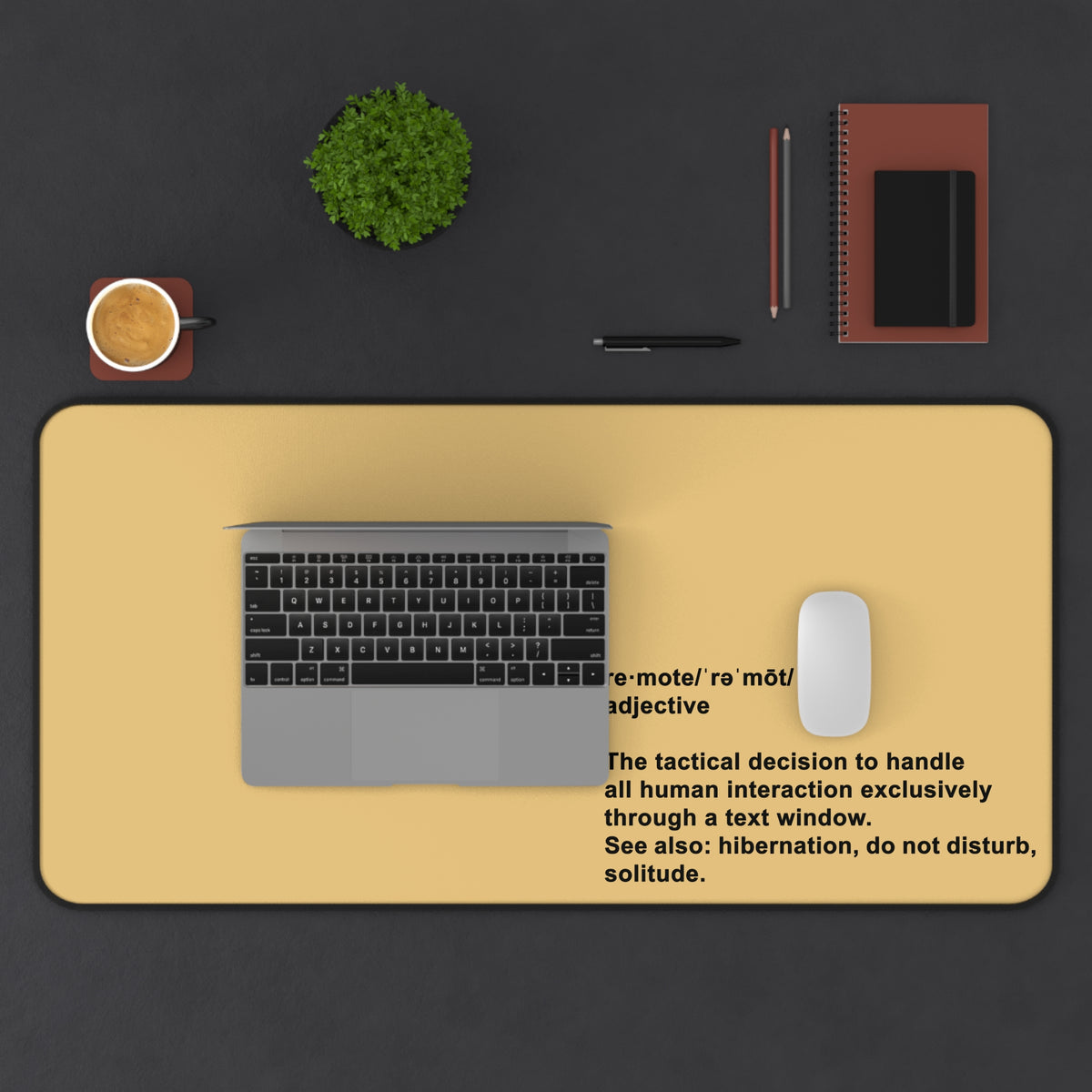 Desk Mat — "Remote" Definition Desk Mat (Minimalist Neutral Office Mouse Pad)