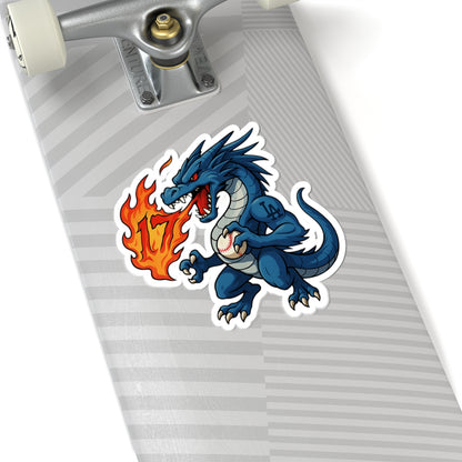 LA Baseball Dragon Mascot Sticker - Fierce Fire Dragon