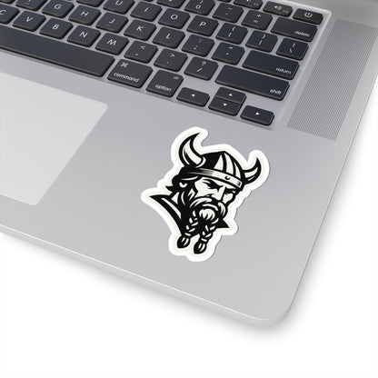 Vintage Viking Mascot Logo Kiss-Cut Sticker — Norse Warrior Decal for Laptops & Gear