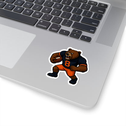 Charging Bear Football Mascot Kiss-Cut Vinyl Sticker | Bold Game-Day Decal