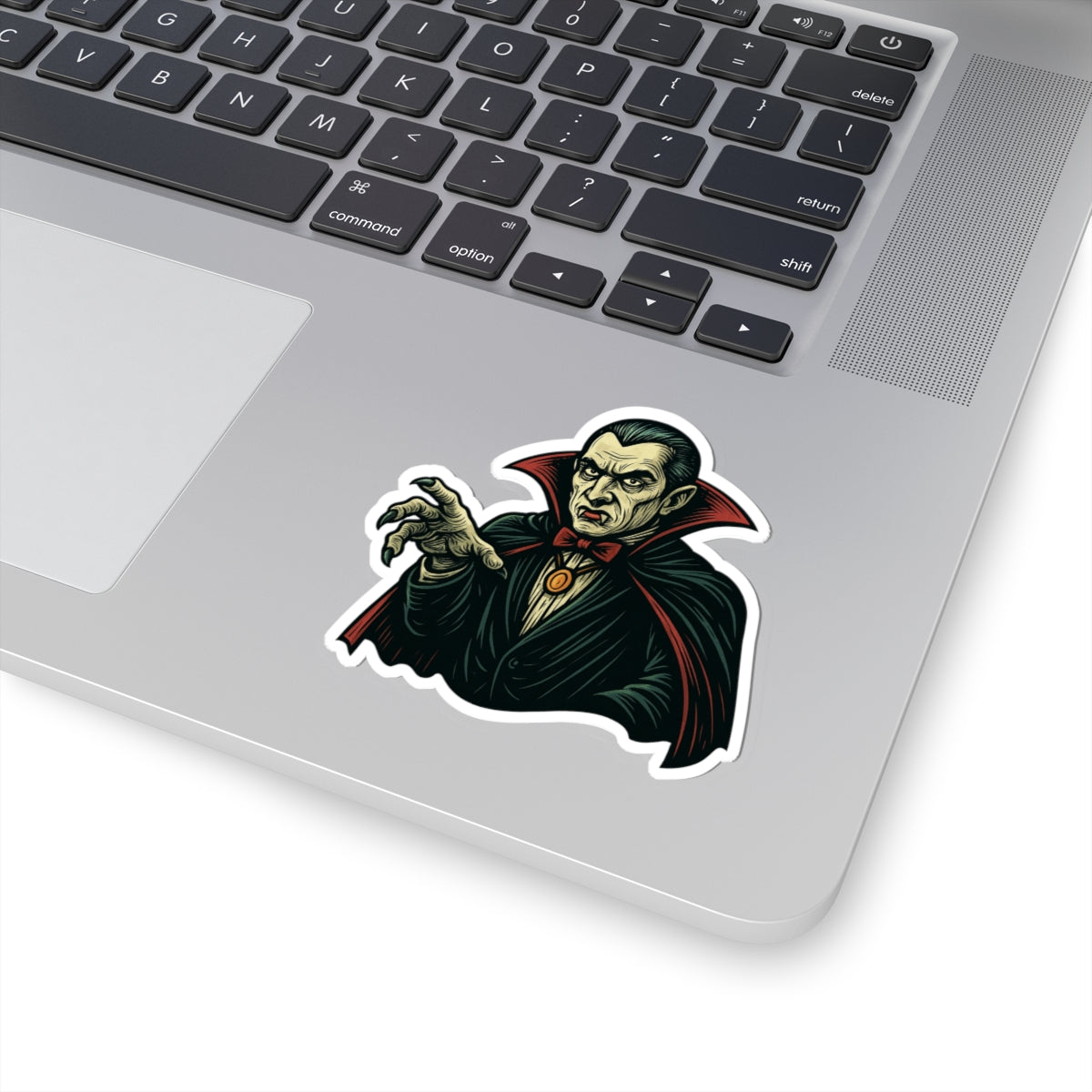 Vampire Dracula Kiss-Cut Sticker — Retro Horror Vampire Decal for Laptops & Halloween