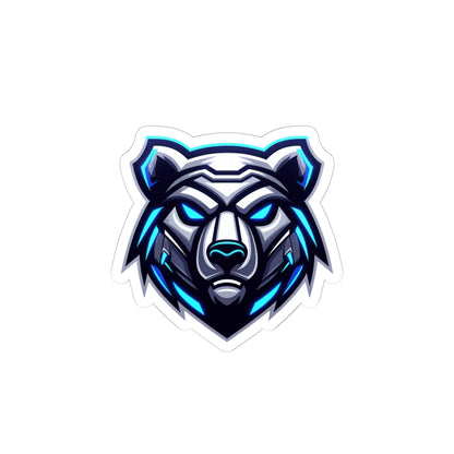 Cyber Ice Bear Kiss-Cut Sticker — Blue Neo Mascot Laptop Decal