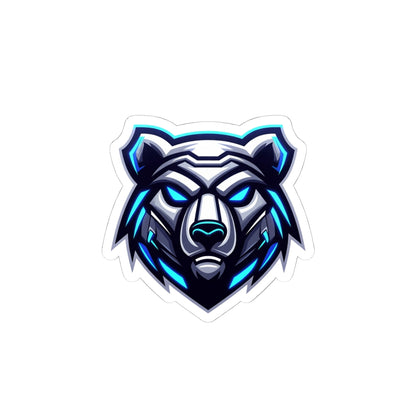 Cyber Ice Bear Kiss-Cut Sticker — Blue Neo Mascot Laptop Decal