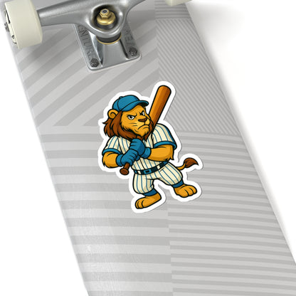 Lion Baseball Mascot Sticker - Pinstripe Lion Batter Little League or Travel Team gear