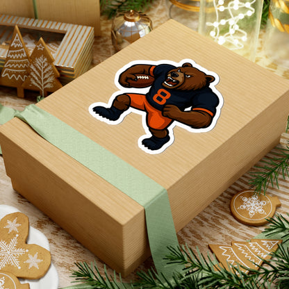 Charging Bear Football Mascot Kiss-Cut Vinyl Sticker | Bold Game-Day Decal