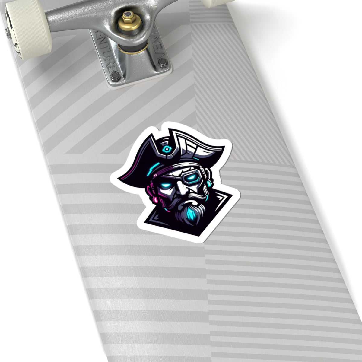 Cyber Pirate Mascot Logo Sticker — Futuristic Pirate Sticker for Laptops, Consoles & Gear